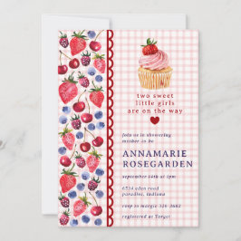 Convite Chá de Bebê Cupcake com Remendo de Morango 007