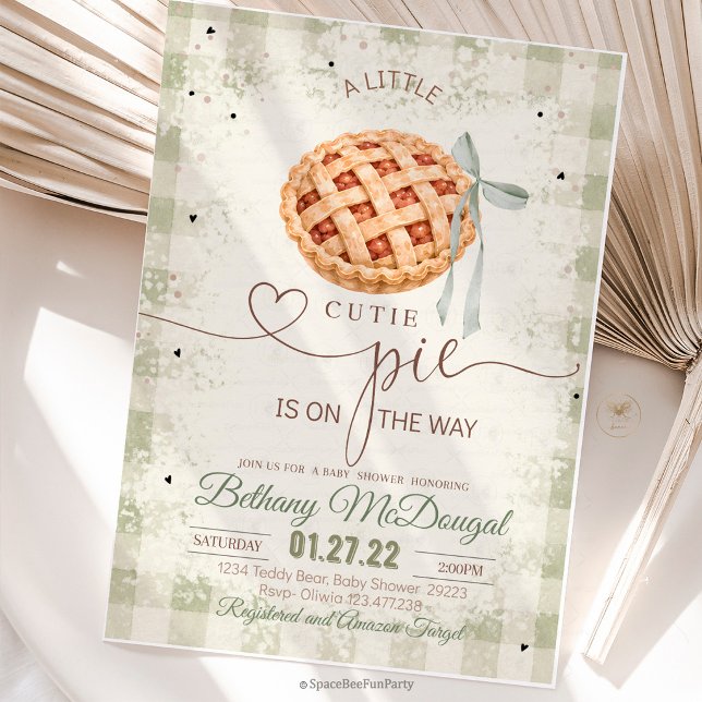 Convite Chá de Bebê Cutie Pie Outono Dia de Ação de Graças (cutie pie baby, baby shower invite, fall baby shower, autumn baby shower, thanksgiving baby, pumpkin)