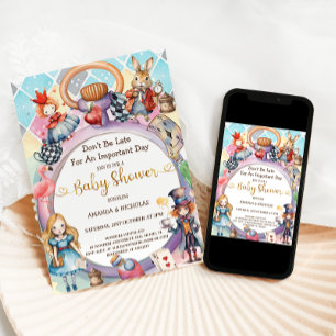 Convite Chá de Bebê da Alice no País das Maravilhas 