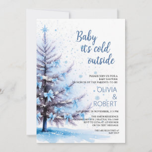 Convite Chá de Bebê da Árvore de Natal Azul