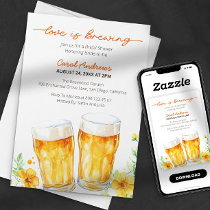 Convite Chá de Bebê da Cerveja Floral da Modern Love is Br