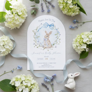 Convite Chá de Bebê da Coroa de Flores Silvestres do Coelh