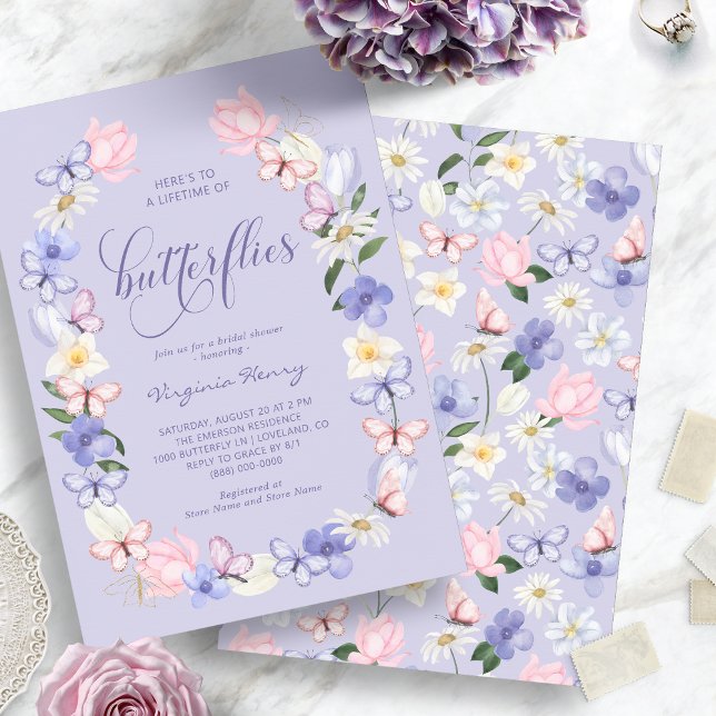 Convite Chá de Bebê da Elegante Borboleta (Elegant Butterfly Bridal Shower Invitation
)