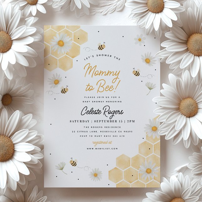 Convite Chá de Bebê da Mamãe Abelha! (Let's shower the Mommy to Bee! Bee themed Baby Shower Invitation)