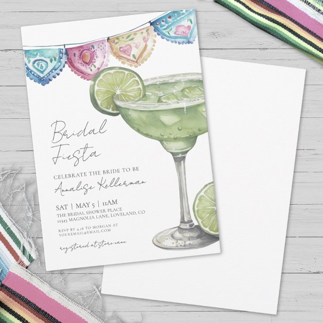 Convite Chá de Bebê da Noiva Margarida Aquarela (Watercolor Margarita Fiesta Bridal Shower Invitation)