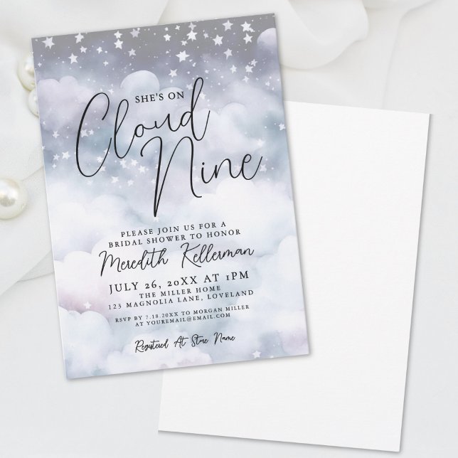 Convite Chá de Bebê da Nuvem Caprichosa (Whimsical Cloud Bridal Shower Invitation)