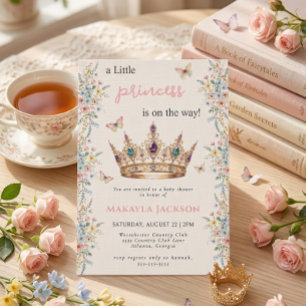 Convite Chá de Bebê da Pequena Princesa Coroa Floral Borbo