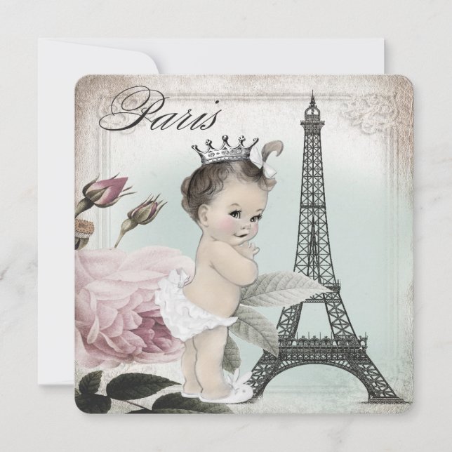 Convite Chá de Bebê da Princesa Paris (Frente)
