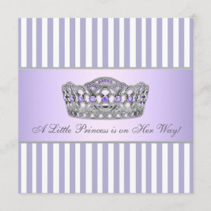 Convite Chá de Bebê da Princesa Tiara Lavanda Roxo Menina