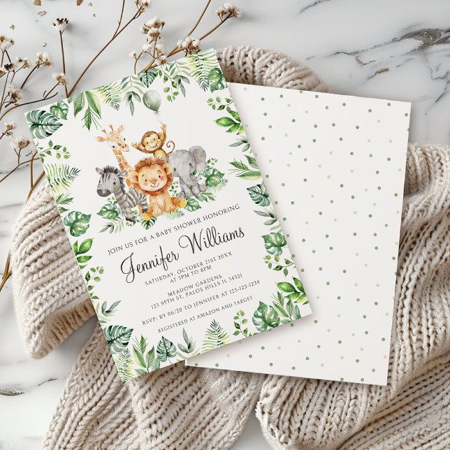 Convite Chá de Bebê da Selva Selvagem Safari Cute (Criador carregado)