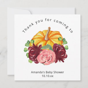 Convite Chá de bebê de abóbora laranja em aquarela