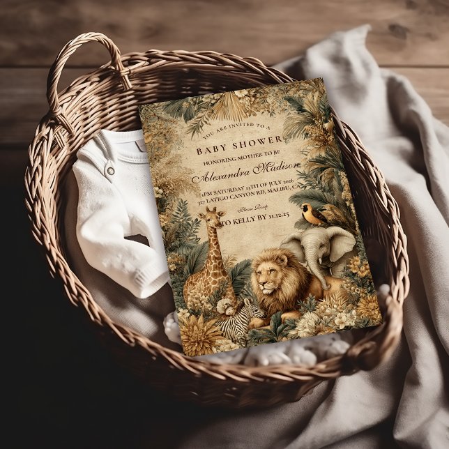 Convite Chá de Bebê de Animais Boho Safari (Criador carregado)