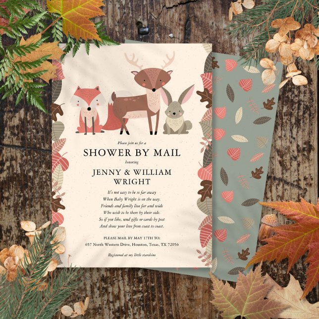 Convite Chá de Bebê de Animais da Floresta por E-mail (Woodland Animals Baby Shower By Mail Invitation)