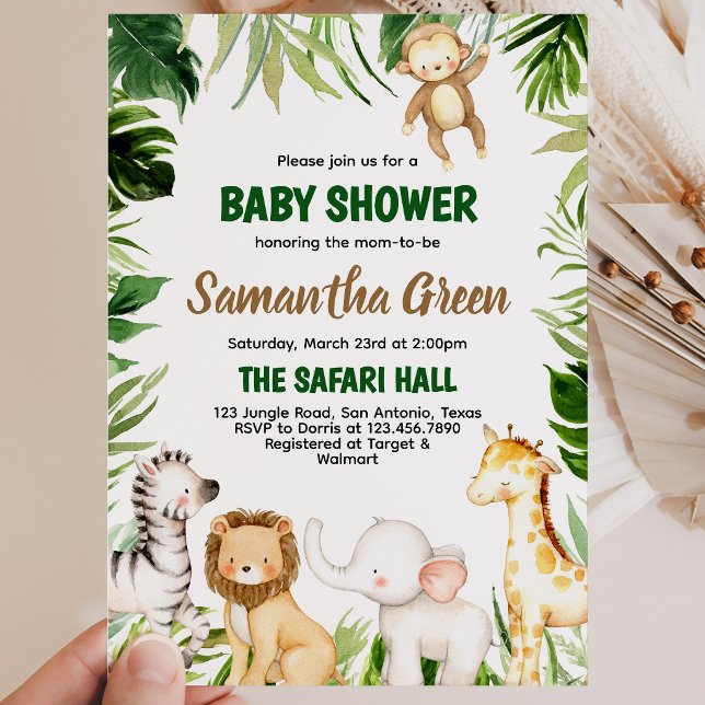 Convite Chá de Bebê de Animais da Savana (Criador carregado)