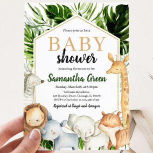 Convite Chá de Bebê de Animais da Savana