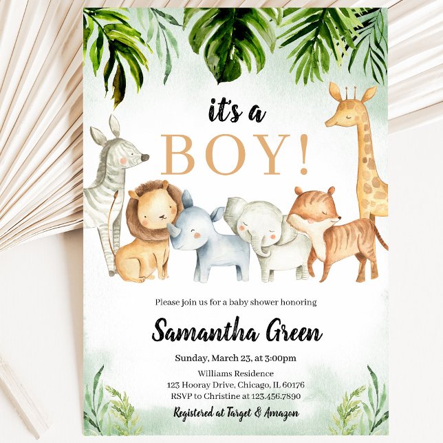 Convite Chá de Bebê de Animais da Savana (Criador carregado)