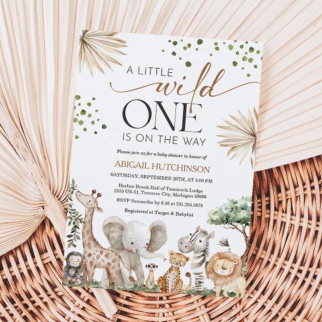 Convite Chá de Bebê de Animais da Savana Neutro em Gênero (Safari Animals Gender Neutral Baby Shower Invitation)