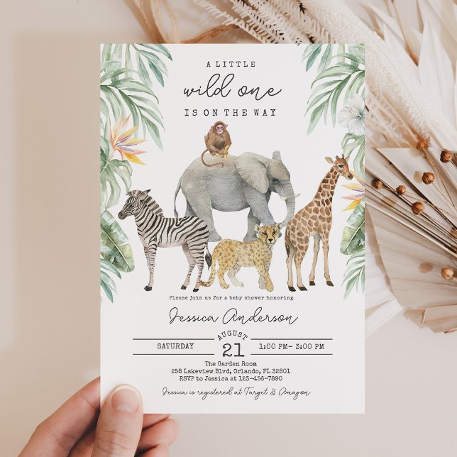 Convite Chá de Bebê de Animais da Selva Safari (Criador carregado)