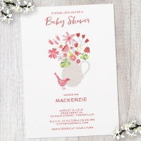 Chá de Bebê de Aquarela de Flor Silvestre e Pássar