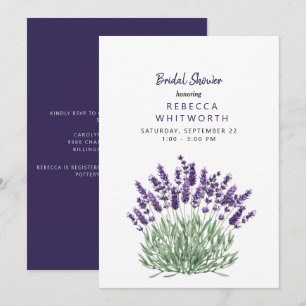 Convite Chá de Bebê de Aquarela Lavanda Elegante