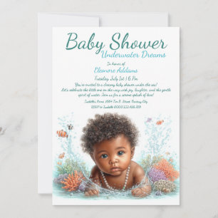 Convite Chá de Bebê de Aquarela Sonhos Subaquáticos