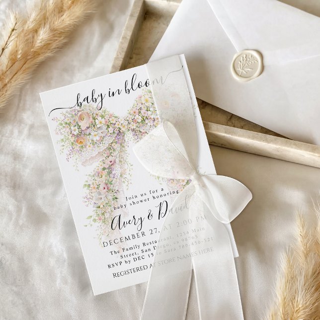 Convite Chá de bebê de arco de flores silvestres na primav (Criador carregado)