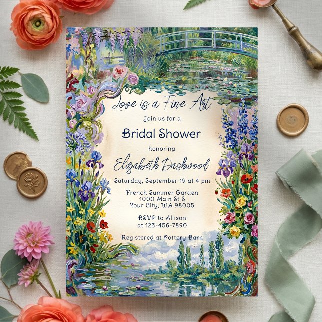 Convite Chá de Bebê de Arte Fina Monet no Jardim Floral (Criador carregado)