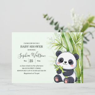 Convite Chá de Bebê de Bambu de Urso Panda