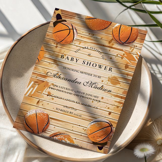 Convite Chá de Bebê de Basquete Retrô (Criador carregado)
