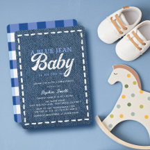 Chá de Bebê de Bebê Menino em Jeans Azul Marinho
