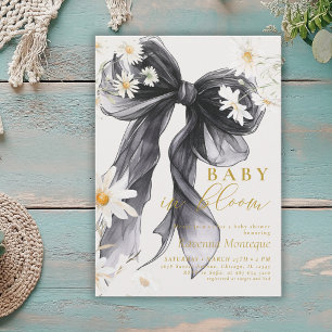 Convite Chá de Bebê de Bebê Preppy em Flor Daisy Laço Pret