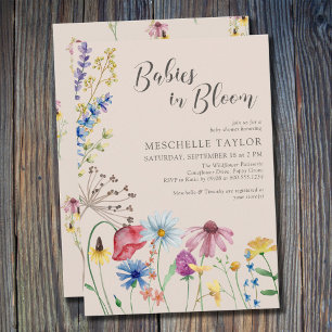 Convite Chá de Bebê de Bebês em Flor País Flor Silvestre