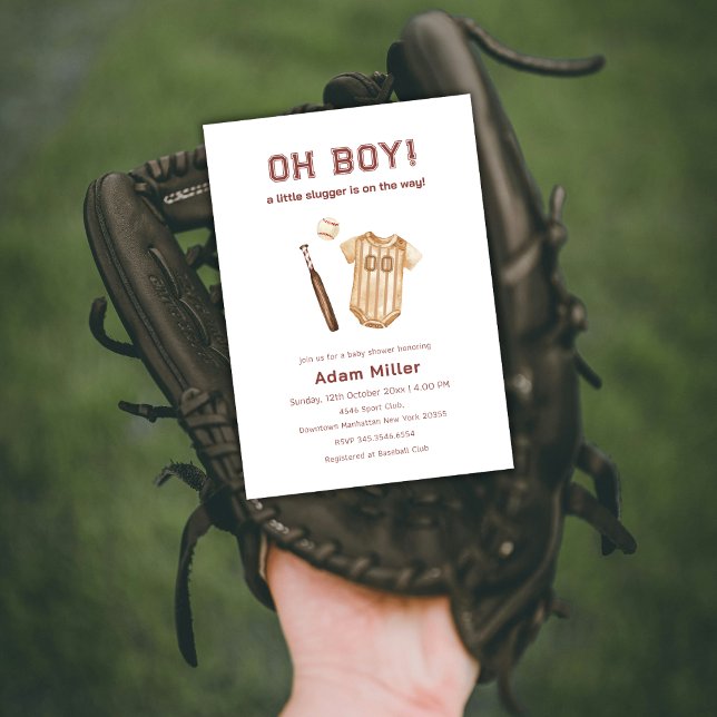 Convite Chá de Bebê de Beisebol Neutro Little Slugger (Neutral Little Slugger Baseball Baby Shower Invitation)
