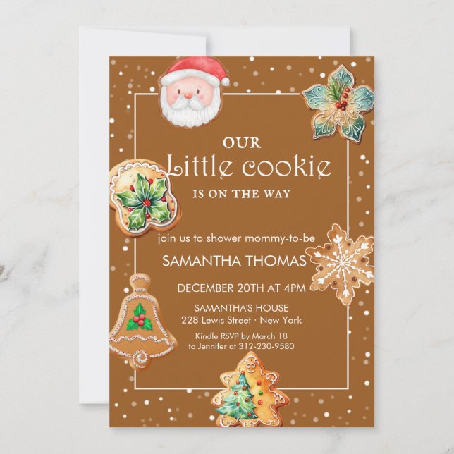 Convite Chá de Bebê de Biscoito de Natal (Frente)