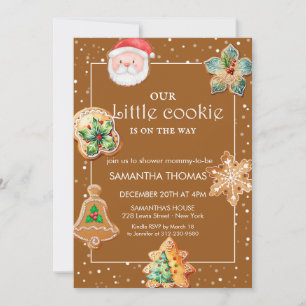 Convite Chá de Bebê de Biscoito de Natal