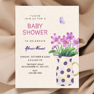Convite Chá de bebê de buquê floral