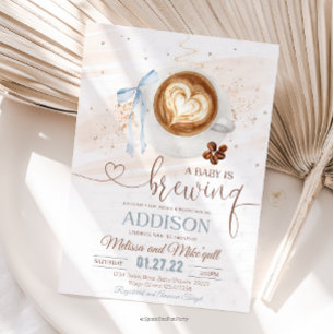 Convite Chá de bebê de café está sendo preparado laço