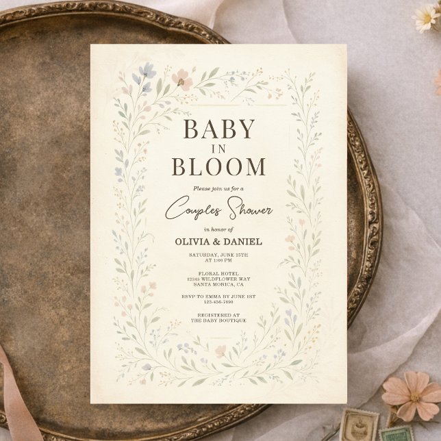 Convite Chá de Bebê de Casais Florais Baby in Bloom (Criador carregado)