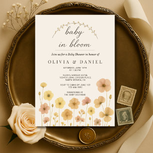 Convite Chá de Bebê de Casal Boho Baby In Bloom