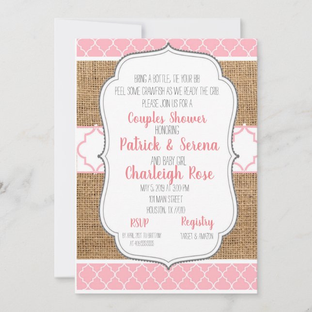 Convite Chá de Bebê de Casal com Lagostim (Frente)