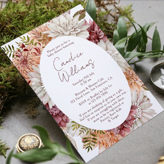 Convite Chá de Bebê de Casal Floral Outono Elegante (Criador carregado)