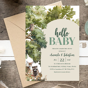 Convite Chá de Bebê de Casal Floresta Aquarela