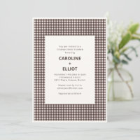 Chá de Bebê de Casal Xadrez Gingham Marrom de Outo