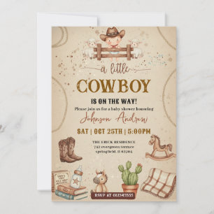 Convite Chá de Bebê de Cowboy Western Pessoal