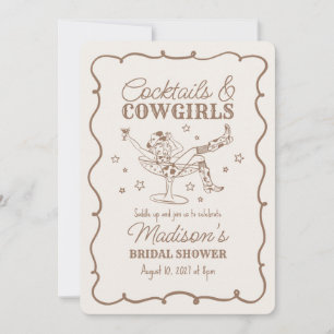 Convite Chá de Bebê de Cowgirl e Coquetel Bege Nashville