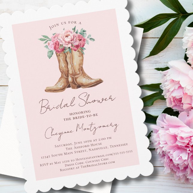 Convite Chá de Bebê de Cowgirl Ocidental Rosa Floral (Criador carregado)