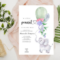 Chá de Bebê de Elefante em Aquarela e Balão