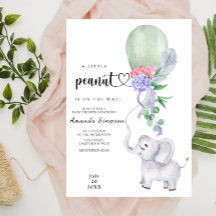 Chá de Bebê de Elefante em Aquarela e Balão