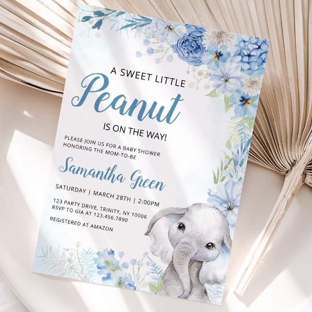 Convite Chá de Bebê de Elefante Menino (Criador carregado)
