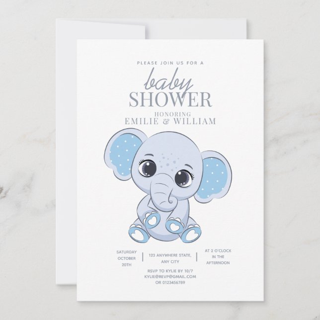 Convite Chá de Bebê de Elefante Simples Chá de Bebê Modern (Frente)